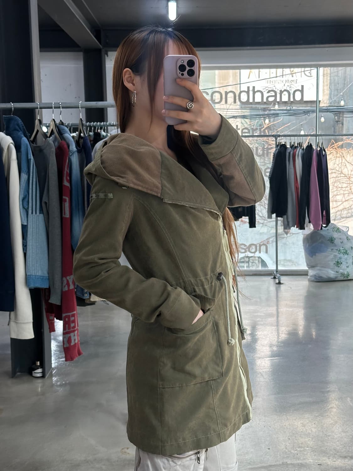 D.i.a Y2k 사선지퍼 카키롱자켓 상품이미지5