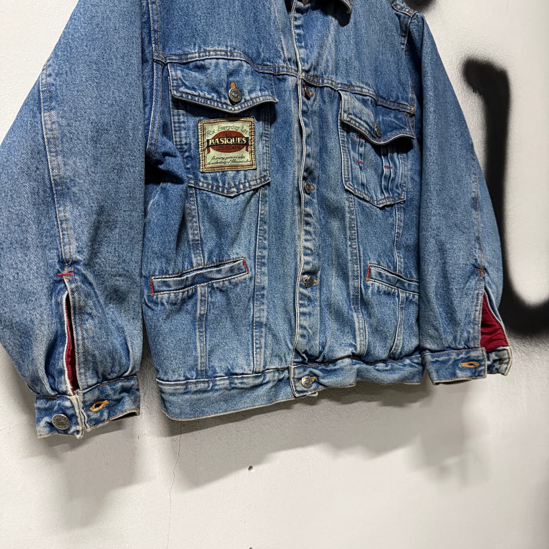 VTG 빈티지 패치 디테일 워싱 봄버 데님 트러커 자켓 상품이미지4