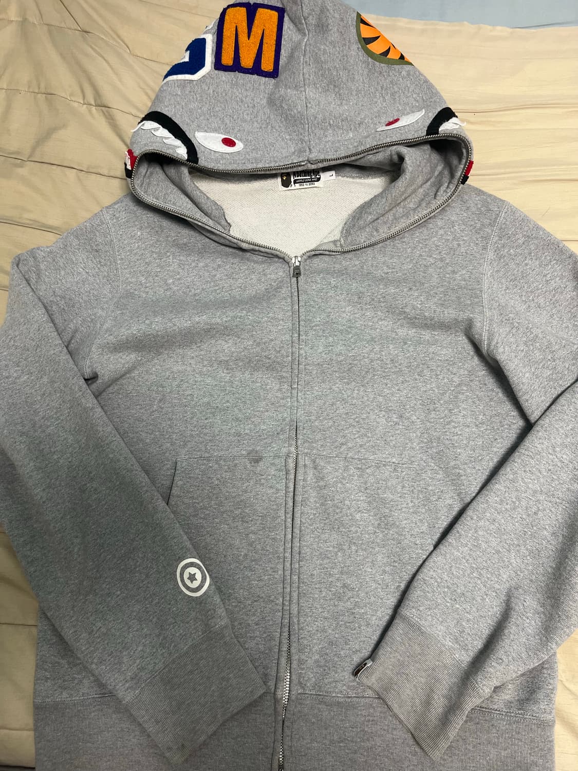 베이프 샤크 후드집업 그레이 L 상품이미지3