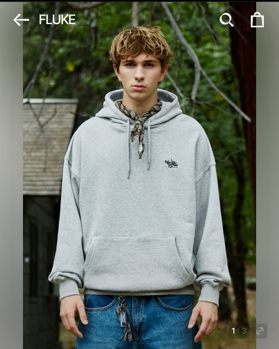 [M] 플루크 슬램로고 어센틱 회색 후드티 남녀공용 M사이즈 상품이미지1