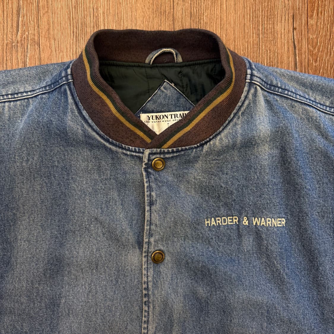 빈티지 배색 이선 데님 바시티 상품이미지3