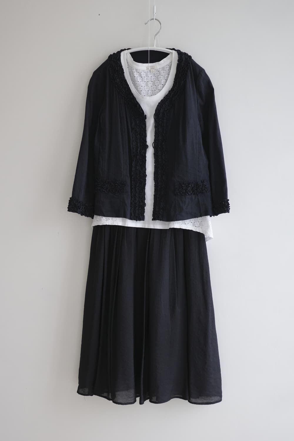 purelast  블랙 쉬폰 플레어 롱 스커트 상품이미지7