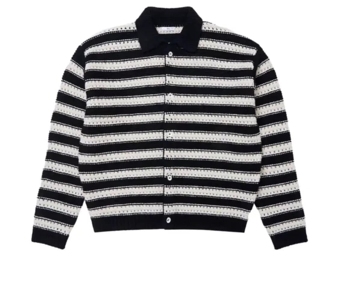 [L] STU 울카라 스트라이프 가디건 블랙 상품이미지1