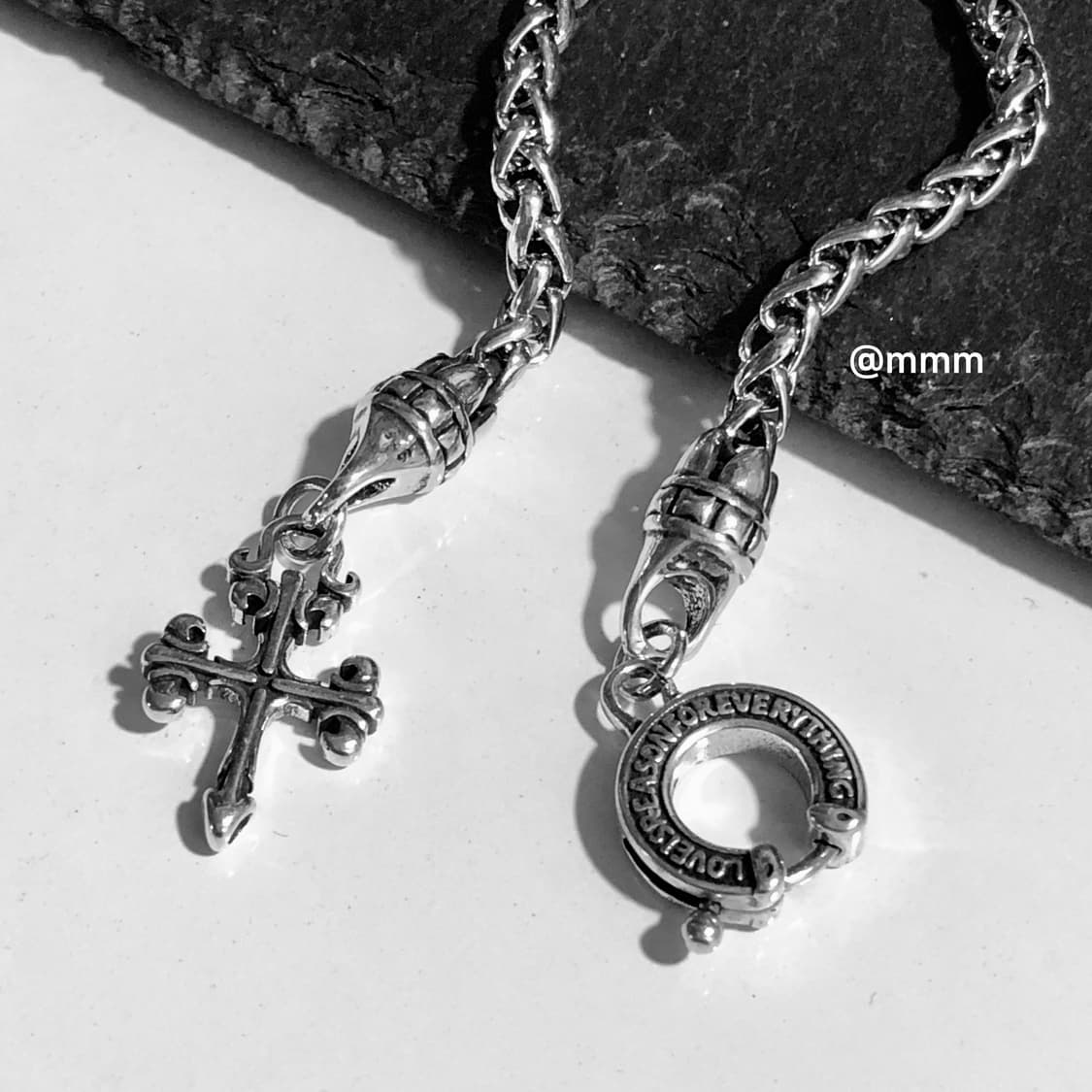 (Unisex) 크로스링 버클 체인팔찌 상품이미지4