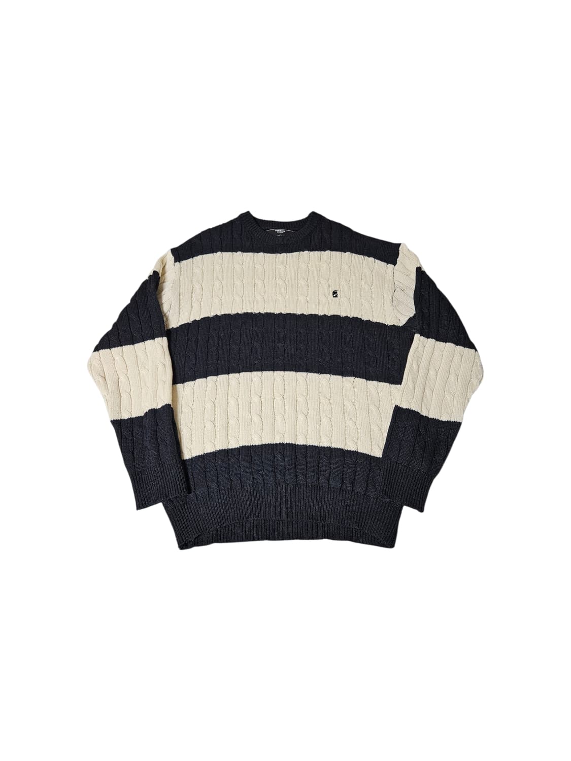 트릴리온 워셔블 보트자수 케이블 크루넥 니트 L 상품이미지3