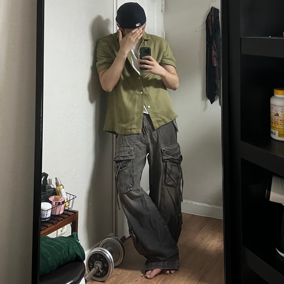 H&M 올리브그린 반팔니트셔츠 L-XL 상품이미지4