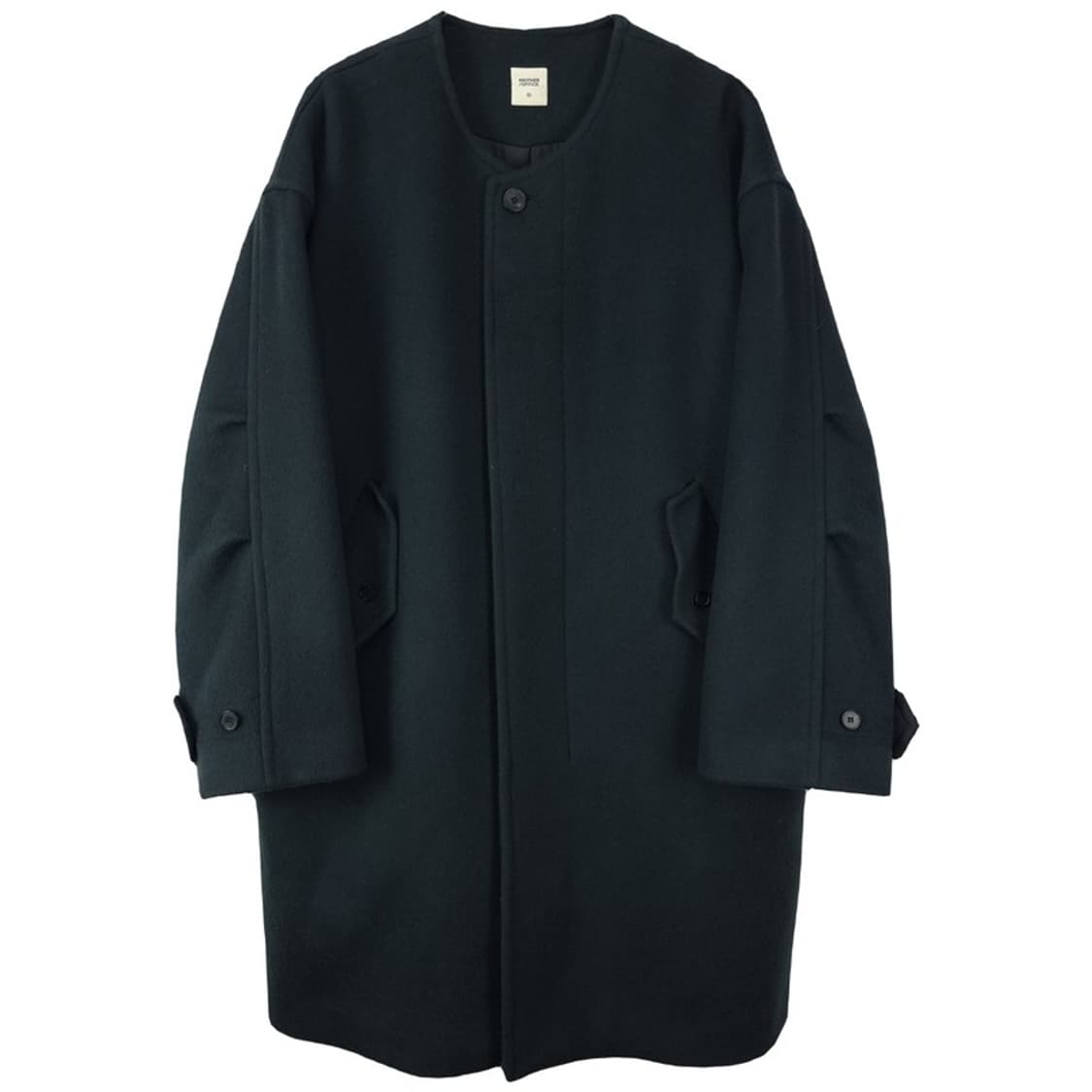 [어나더오피스] 오버사이즈 카라리스 모직 롱 코트 블랙 M18004 상품이미지2