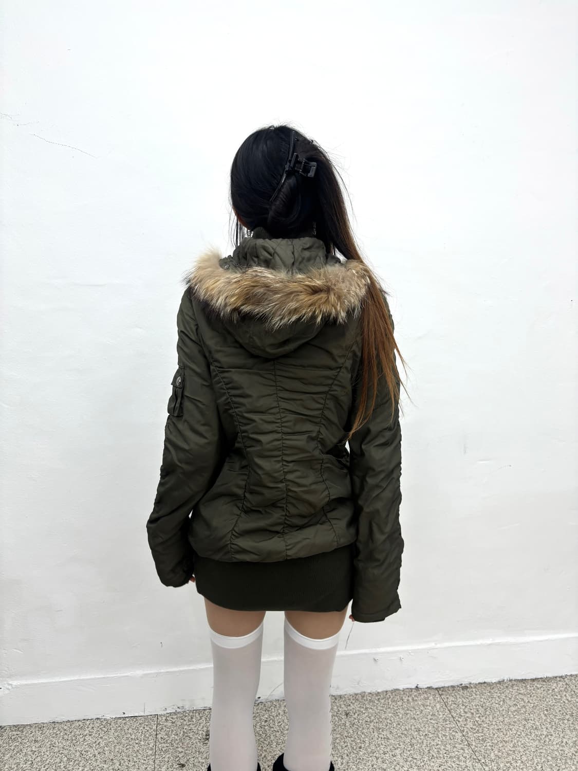 Cargo pocket shirred fur hood jacket   상품이미지4