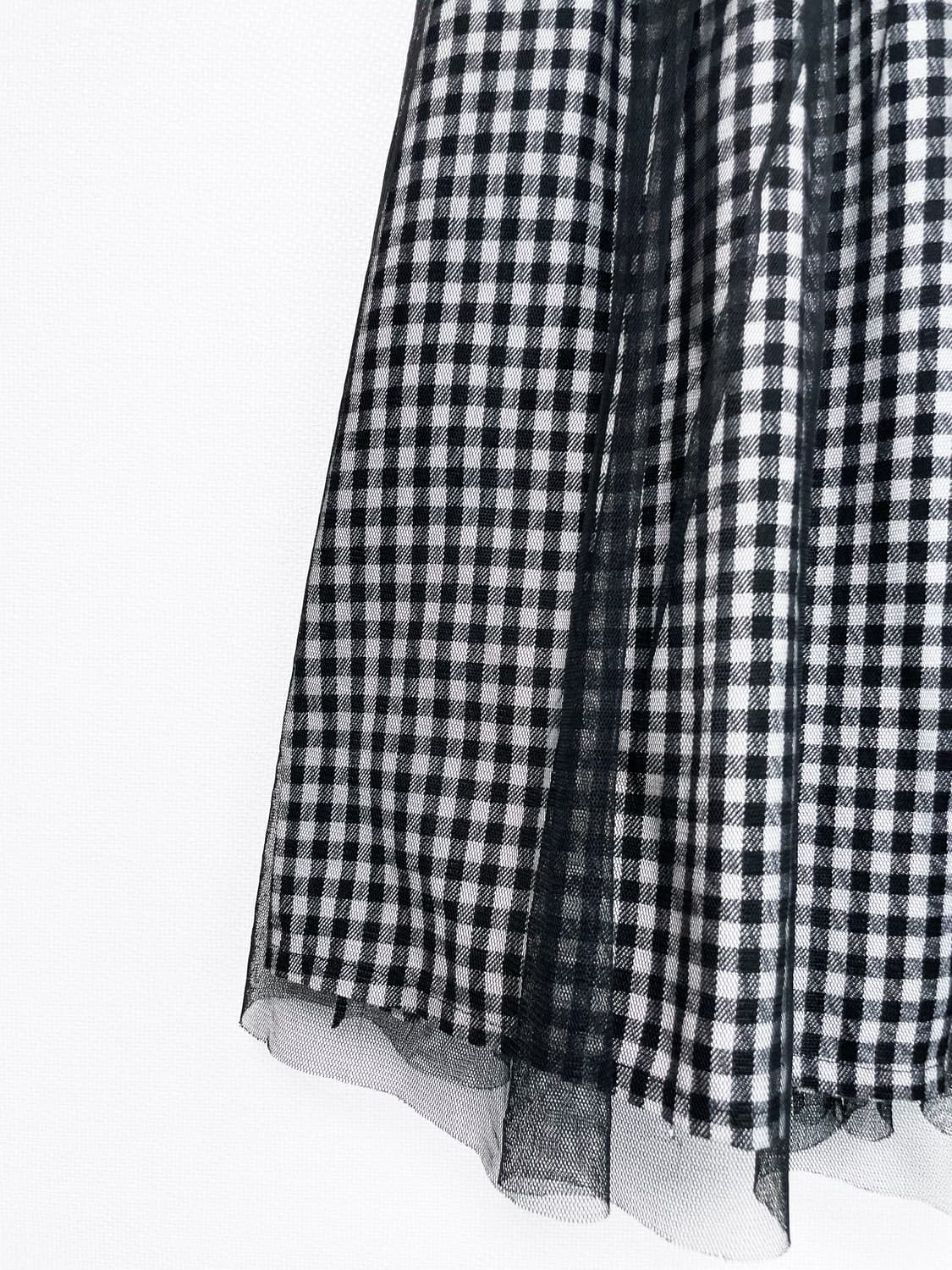 Gingham Chiffon Midi Skirt - Black 상품이미지7