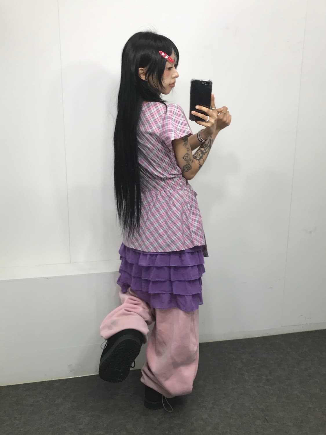 버버리 핑크 체크 퍼프 블라우스 상품이미지7