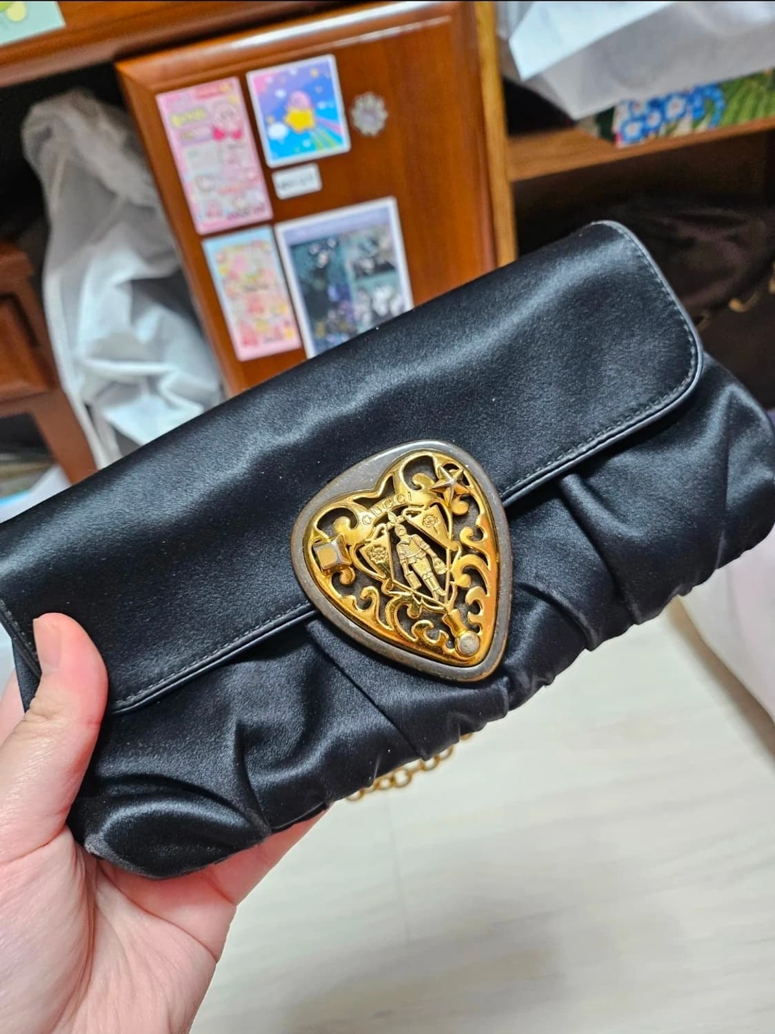 정품) 구찌 블랙 하트 체인 미니 클러치겸 토트백 판매합니다 상품이미지2