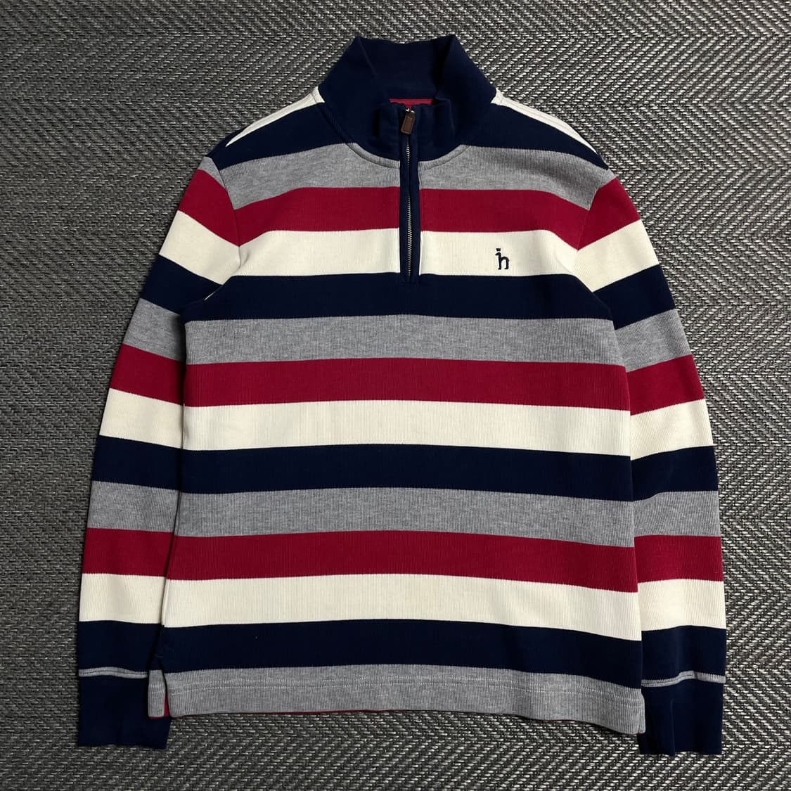 Hazzys 스트라이프 니트 카라 긴팔 반집업 티셔츠o 5586 상품이미지1