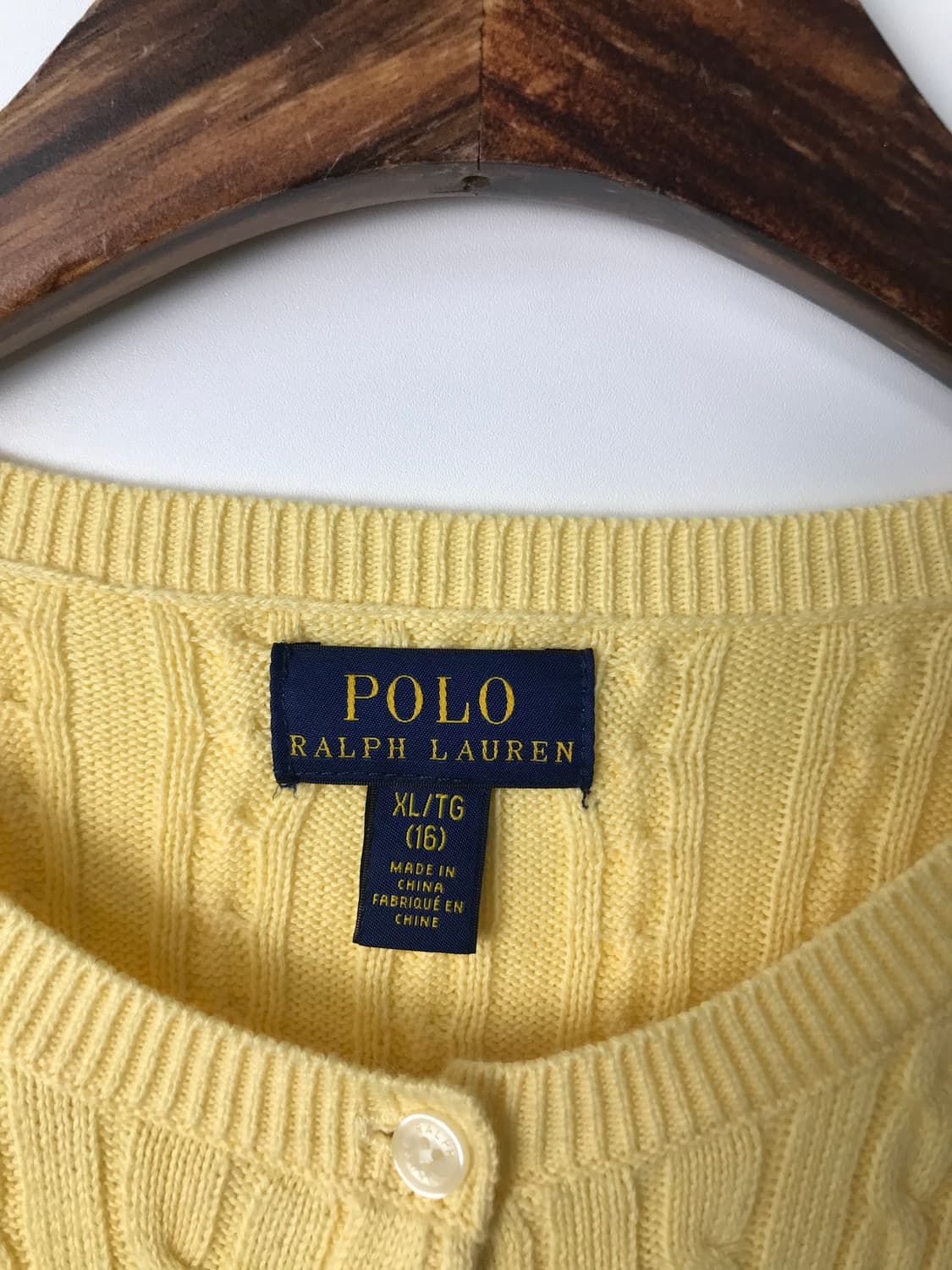 폴로 랄프로렌 QR 신형 옐로우 꽈배기 니트 가디건 상품이미지5