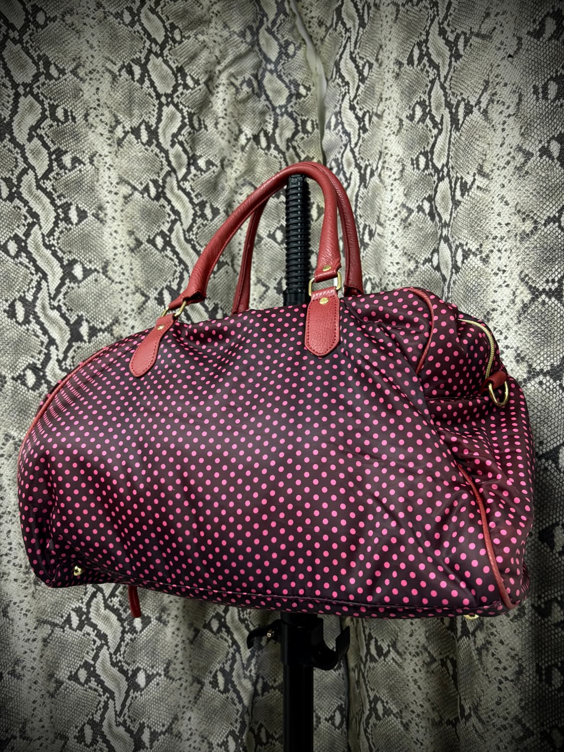 갸루 키치 핑크 도트패턴 유틸리티 오버백 상품이미지7