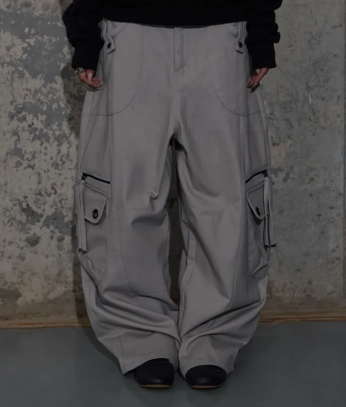 팬시클럽 크로스 포켓 카고 팬츠 핑크베이지 상품이미지2