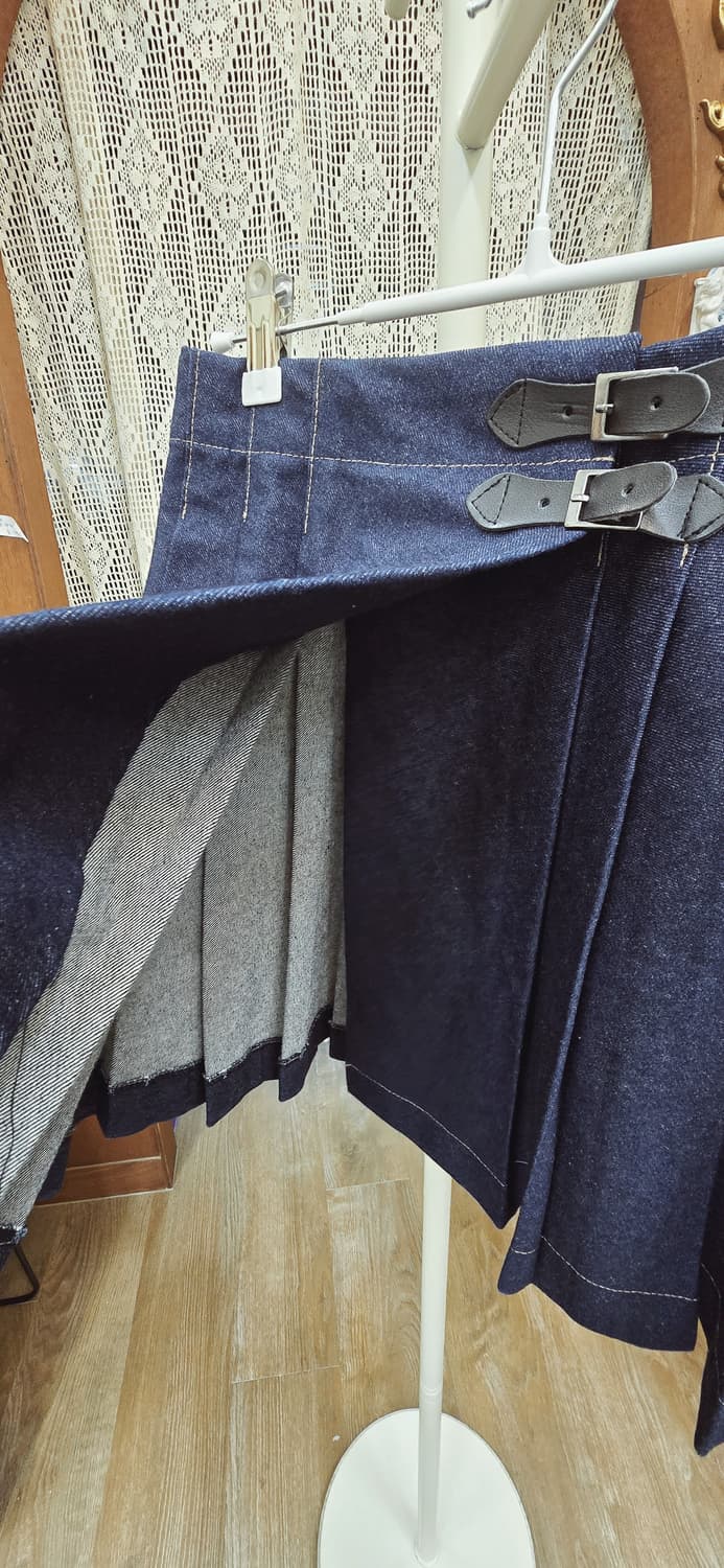 허단33/ xs  메이비베이비 데님 플리츠 스커트 상품이미지3