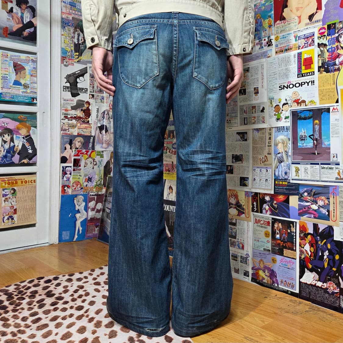 빈티지 워싱 백포켓 와이드 부츠컷 데님 팬츠 상품이미지1