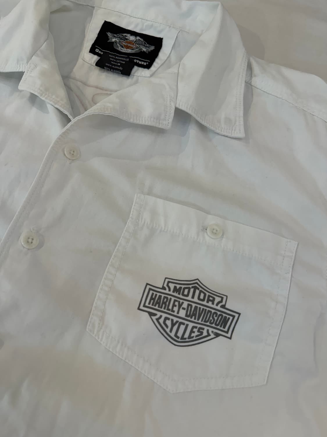 할리데이비슨 백프린팅 플레임 반팔 셔츠 화이트 상품이미지3