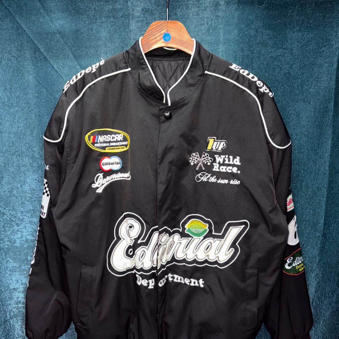 (XL) 빈티지 레이싱 블랙 봄버 자켓 상품이미지2