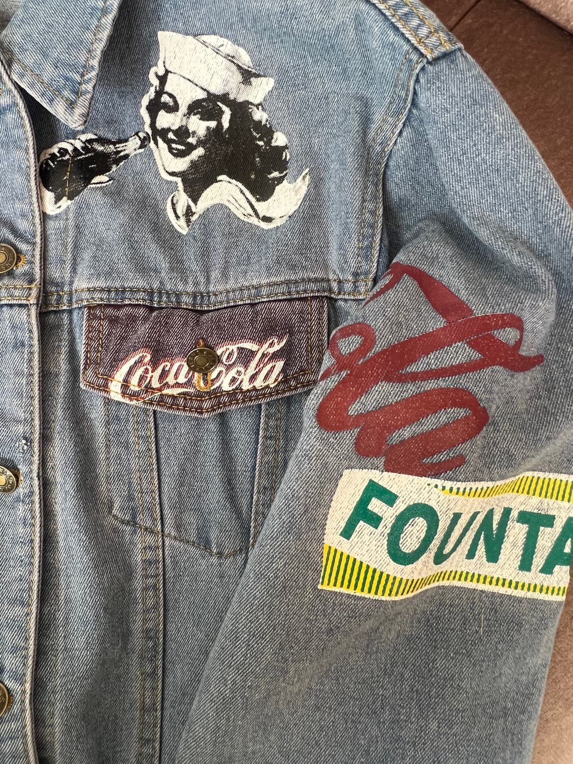 코카콜라콜라보 일반커스텀 남여공용 중청데님자켓  상품이미지7