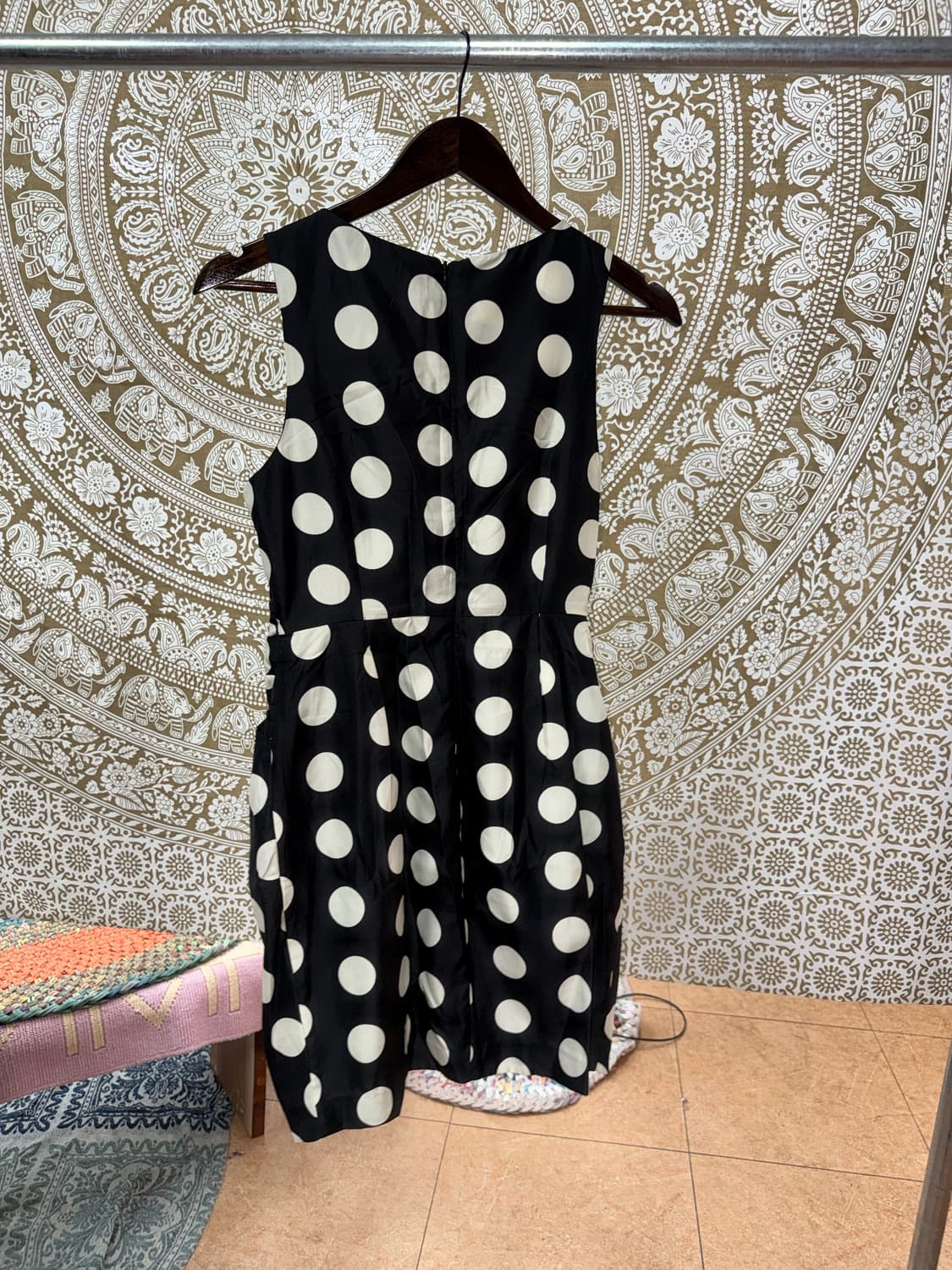 XXI 빈티지 여성 리본 디테일 도트 민소매원피스  상품이미지5