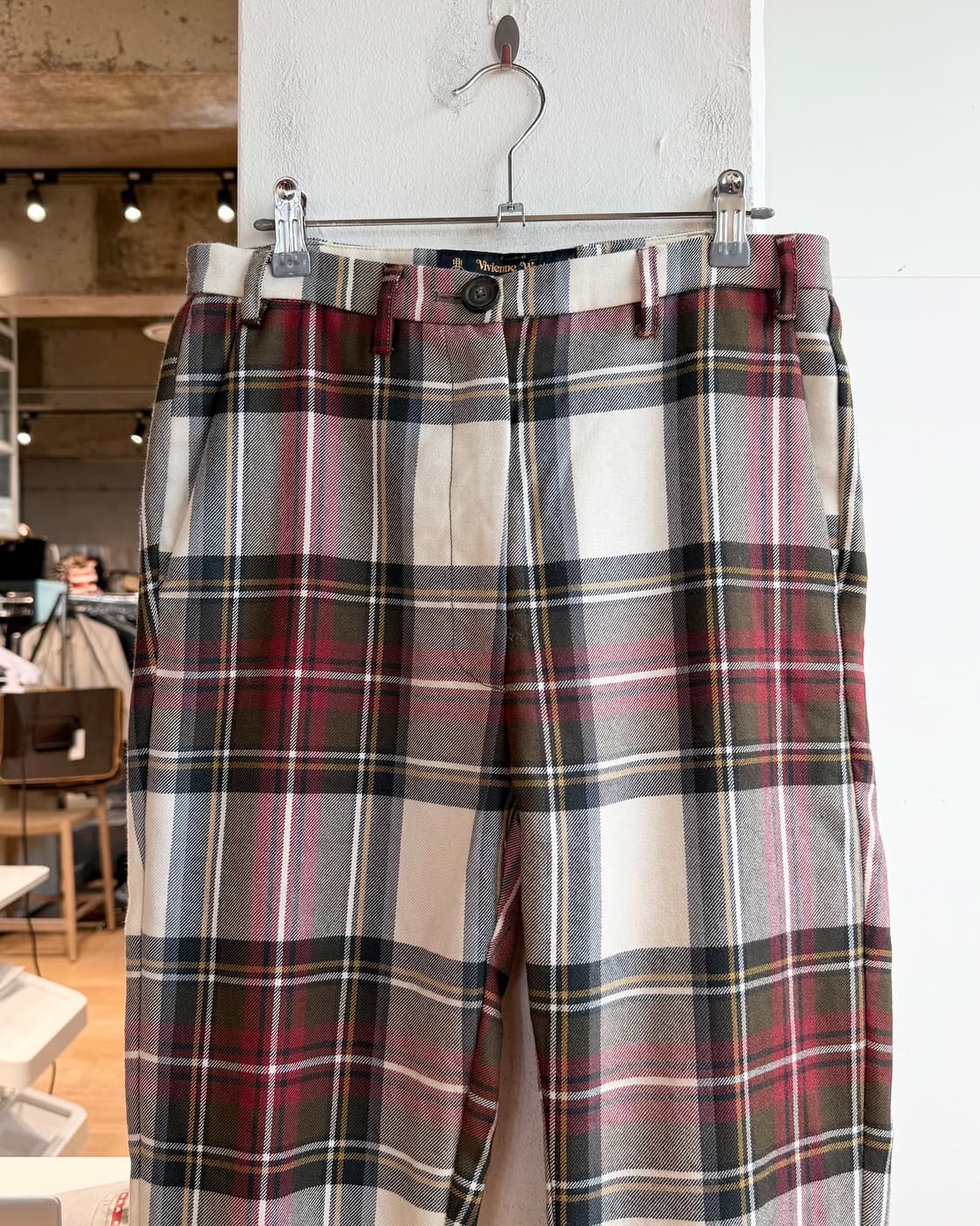 비비안 웨스트우드 레드 그린 체크 슬랙스 팬츠  상품이미지3