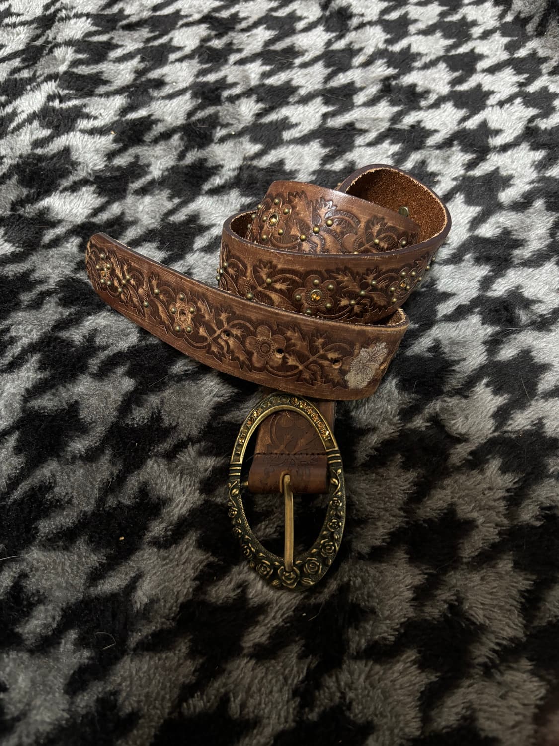 “Unknown” ethnic Cubic Detail Brown Belt 상품이미지1