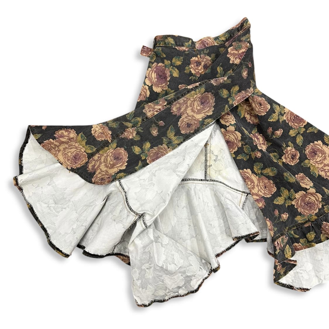 Floral Denim Ruffle Wrap Skirt 상품이미지2