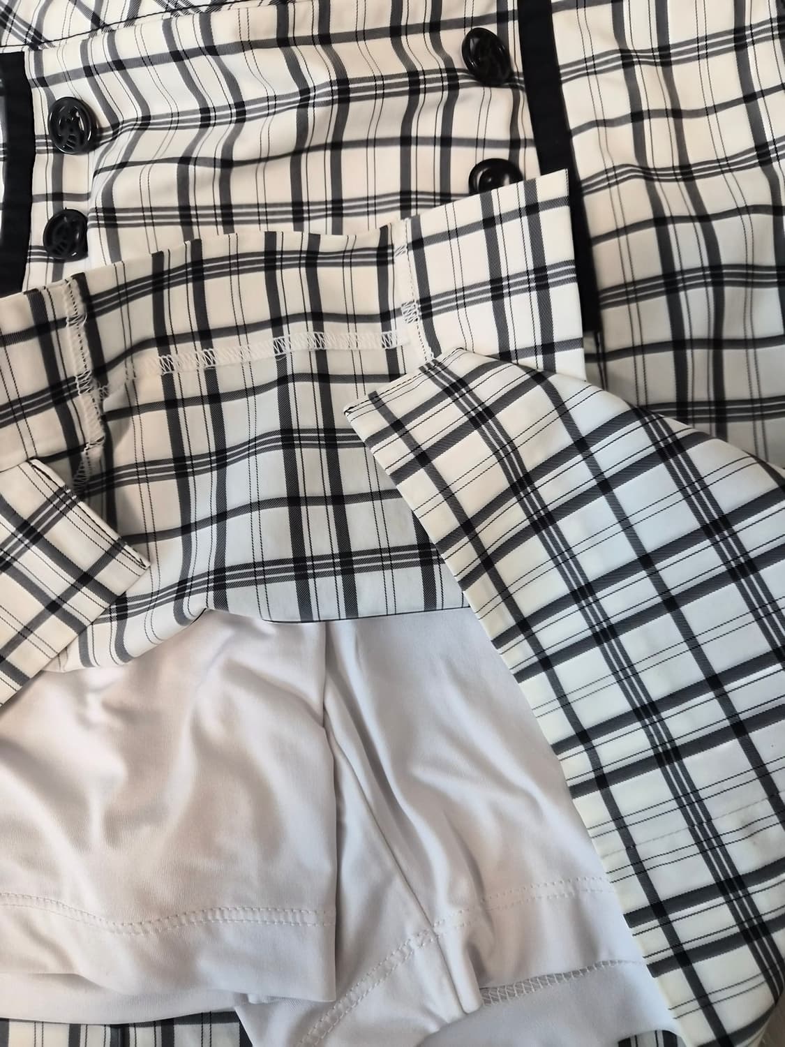 MACAW 마코 더블 버튼 체크 골프 치마 스커트 (속바지 내장, 호칭 상품이미지5