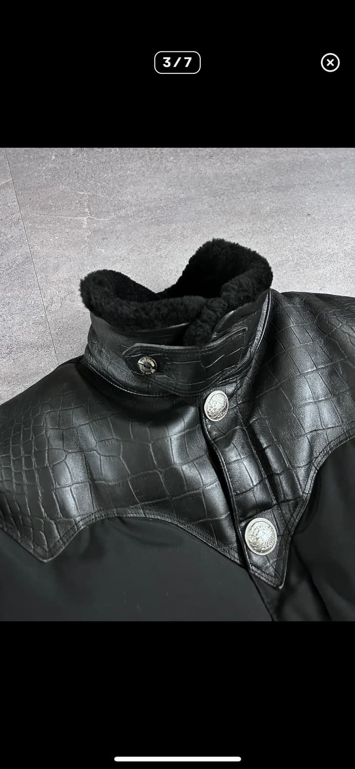 디아프바인 록키 레더 판넬 다운 자켓 무스탕 패딩 상품이미지3