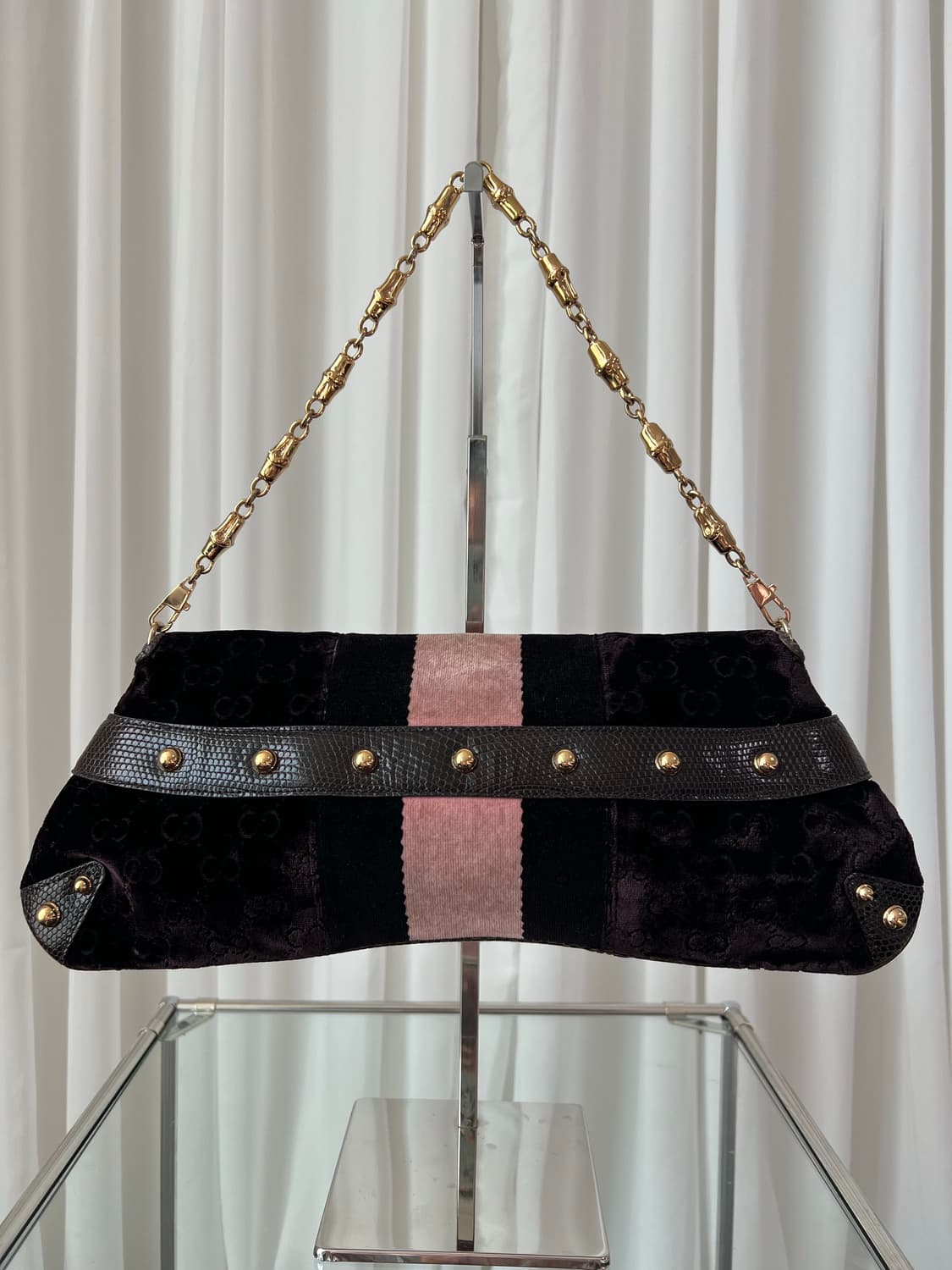 Rare 구찌 홀스빗 FW2004 벨벳 리자드 숄더백 상품이미지5