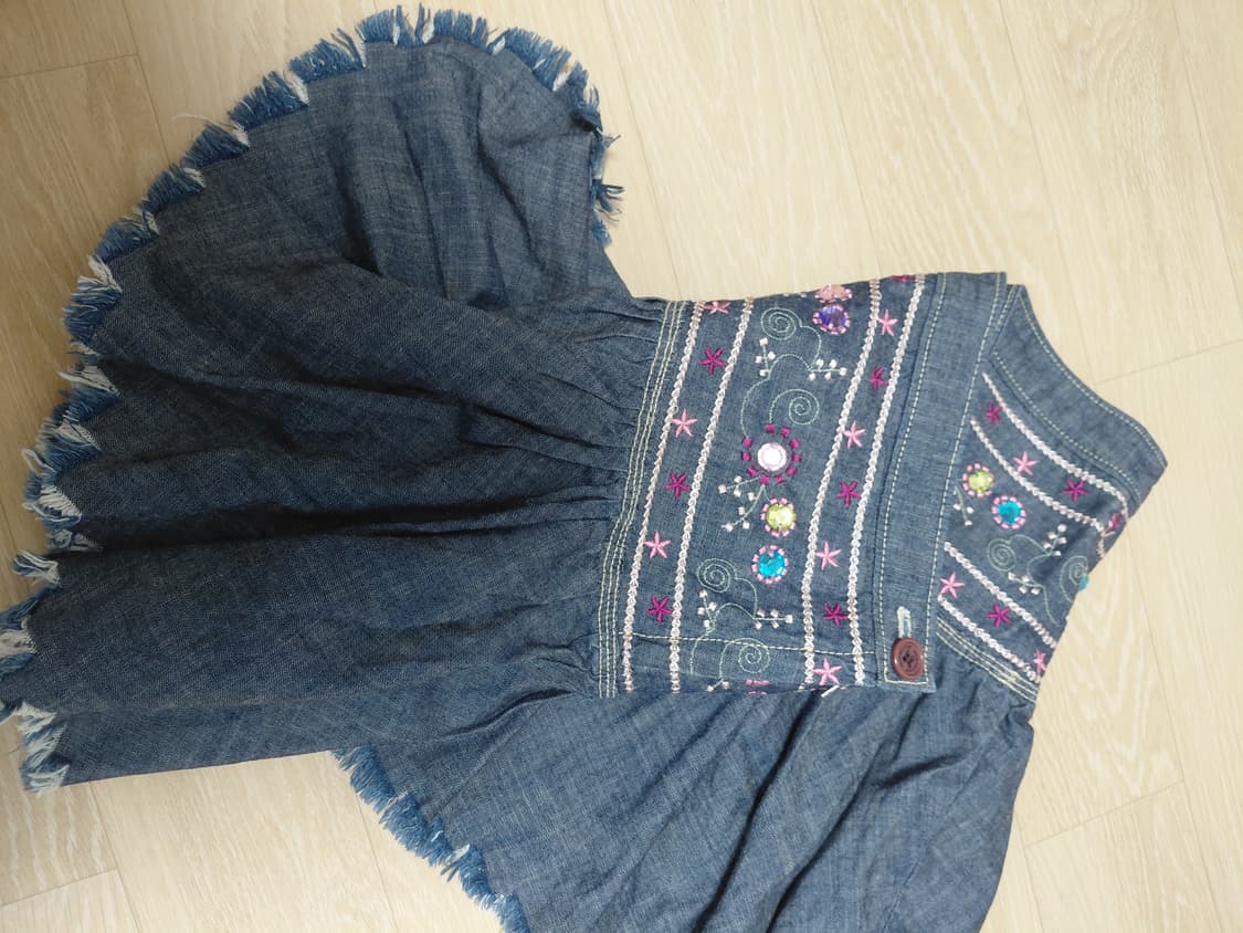 페어리 모리 보헤미아 데님 큐빅 자수 엠브로이드 스커트 상품이미지4