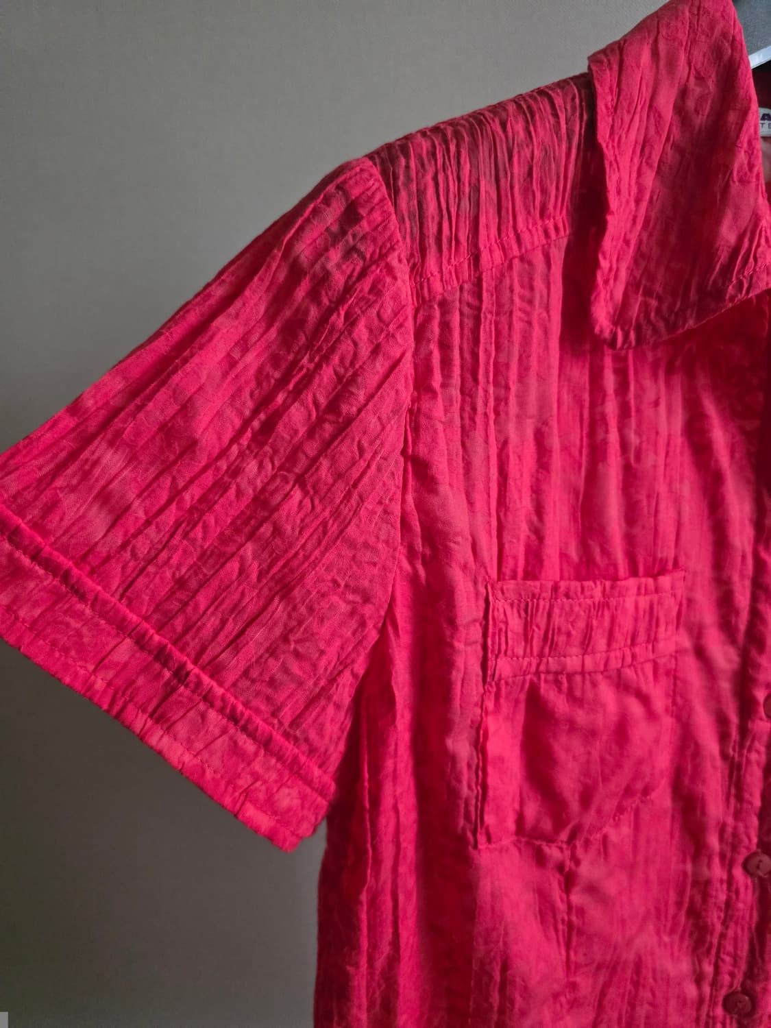 Hot Pink Crinkle Jacquard Shirt 상품이미지3