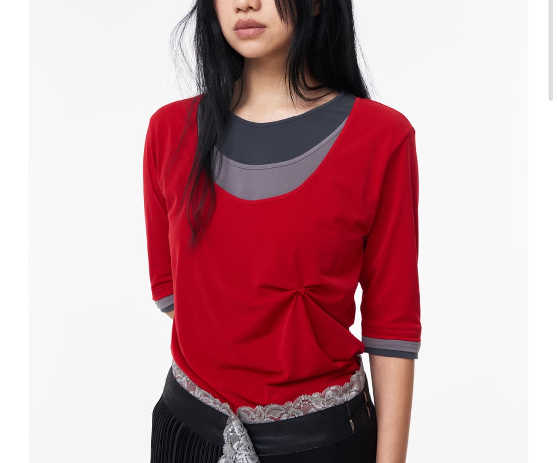 3-LAYERED HALF TOP red 상품이미지1