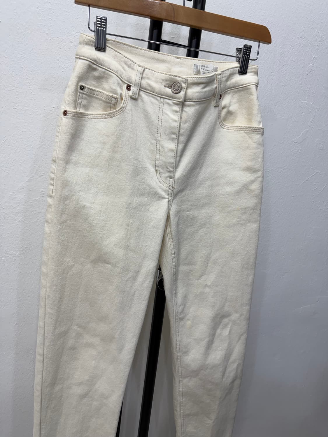정품) TIME 타임 한섬 여성 아이보리 데님 팬츠 61(24-25) 상품이미지2