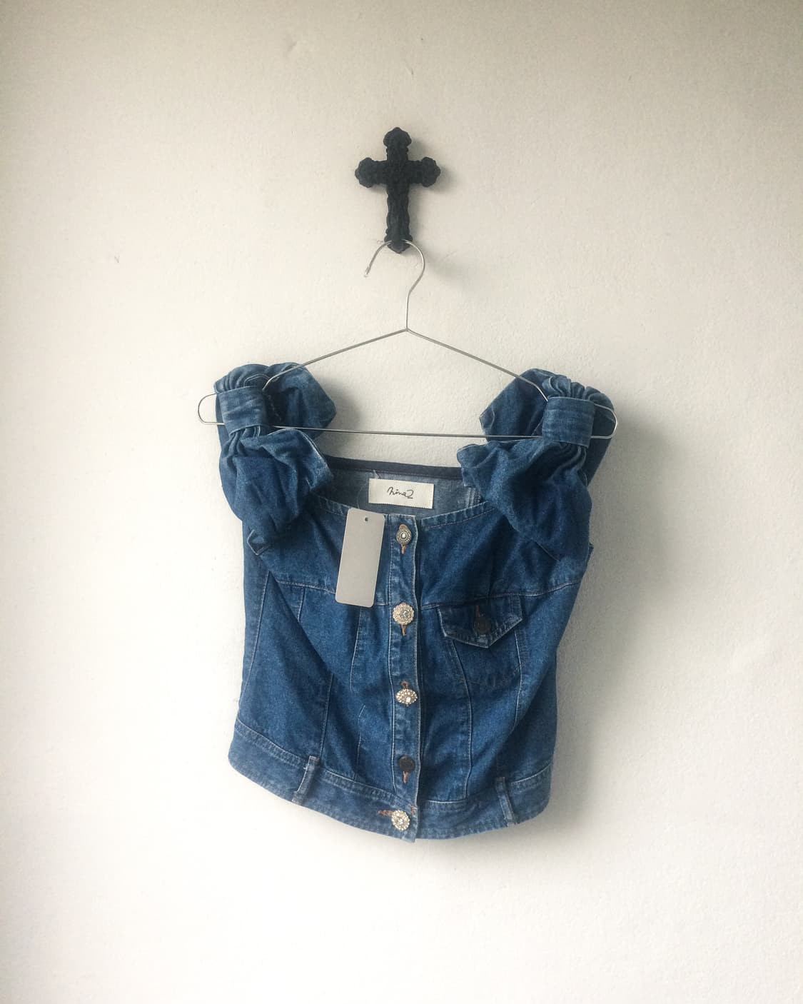 Ribbon point denim sleeveless 상품이미지2