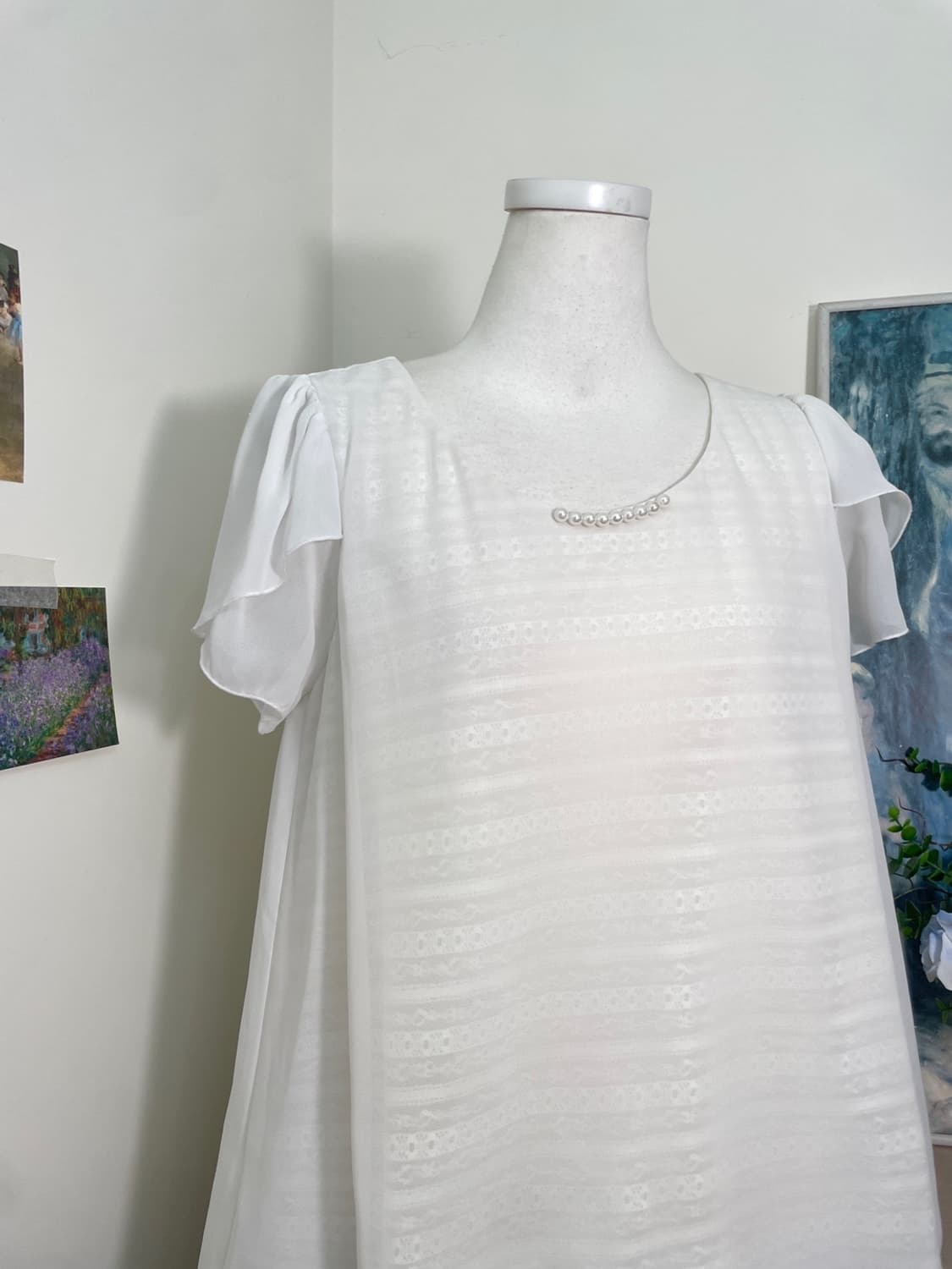 white inner lace ruffle sleeve blouse 상품이미지6