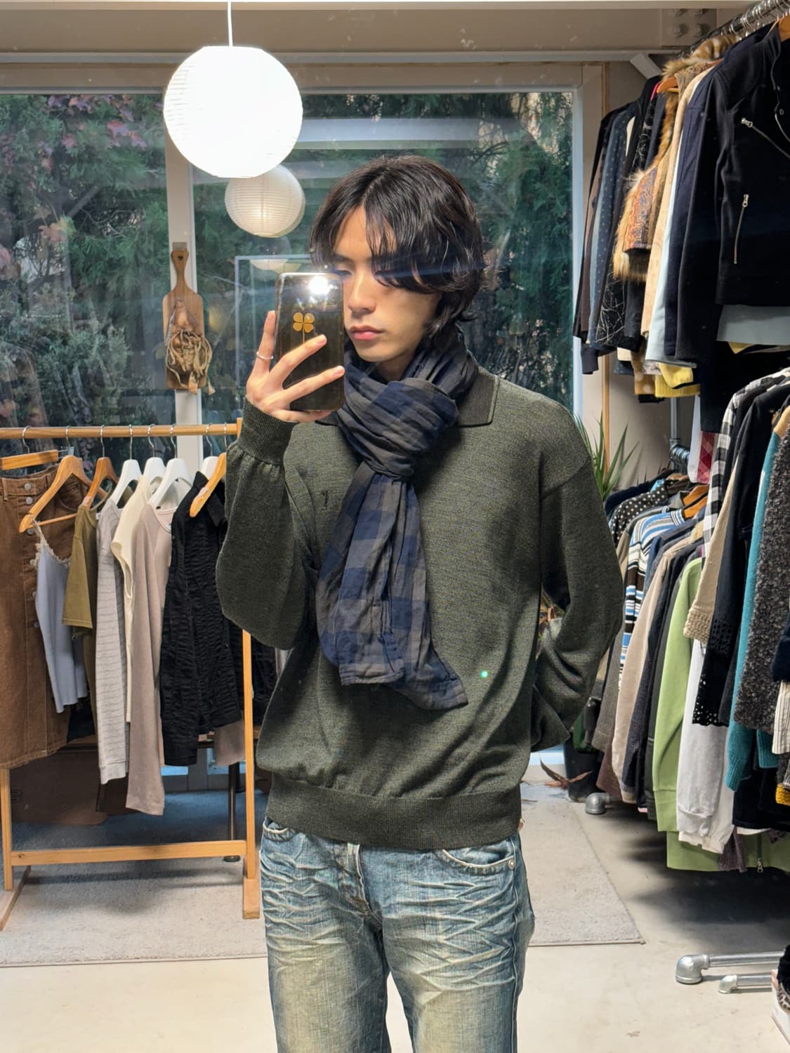 디젤 코튼 체크 머플러 상품이미지3