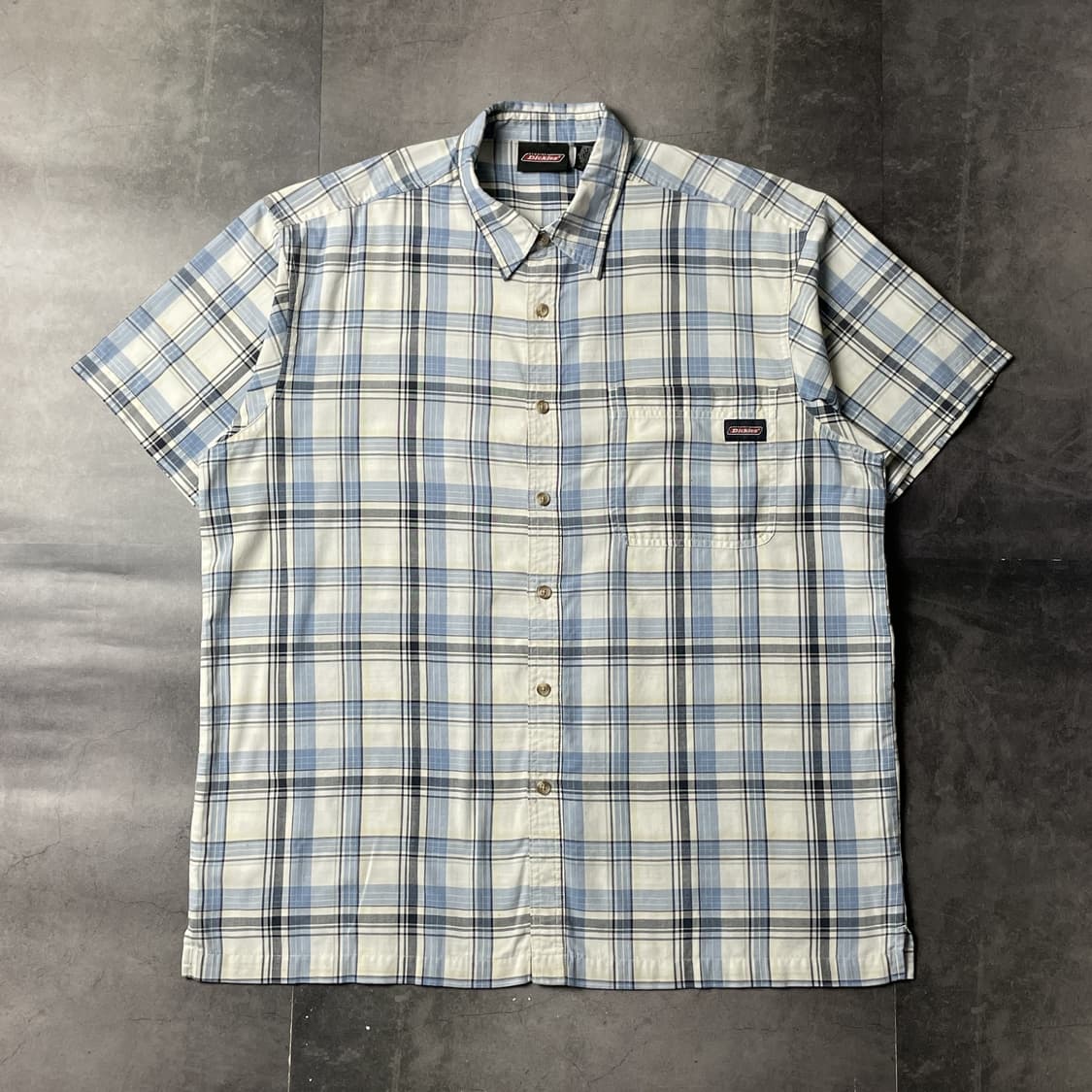 DICKIES 디키즈 빈티지 블루 체크 반팔 워크 셔츠 A00979 상품이미지1