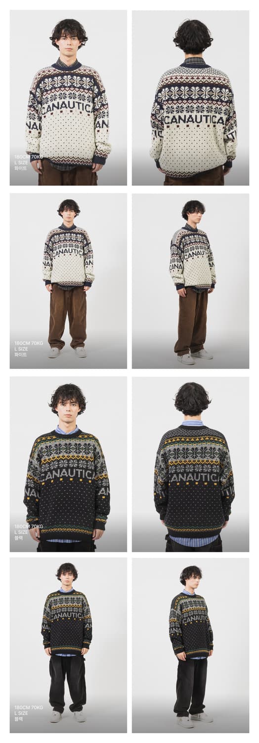 NAUTICA JAPAN  LINE 스노우패턴 자가드 풀오버 스웨터 상품이미지3