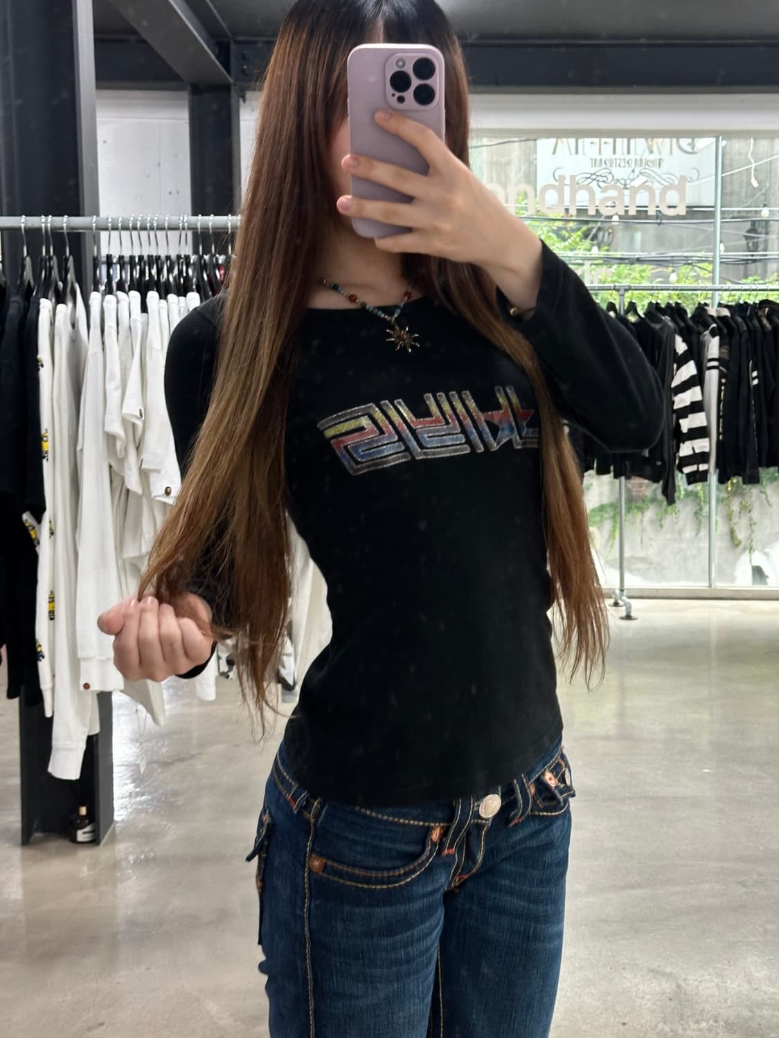 히스테릭글래머 스타 글리터 롱슬리브 긴팔티 상품이미지1