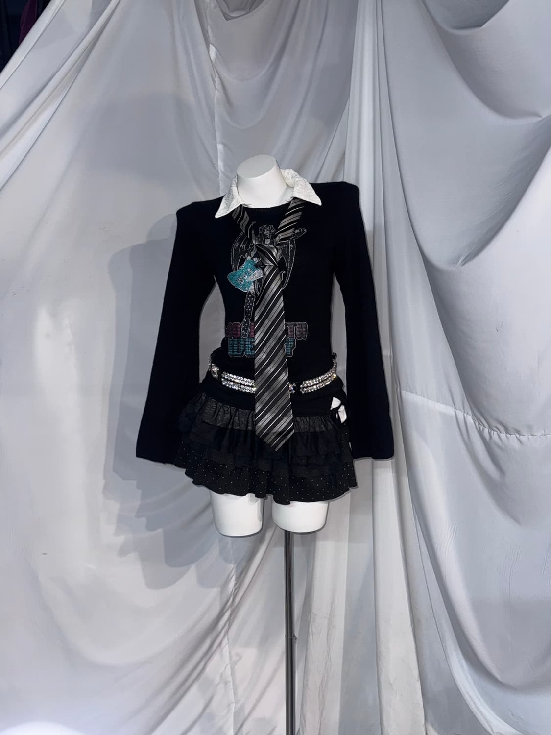 BA-TUS CLUB 바츠클럽 데일리 무채색 펑크 걸프린팅 코디세트  상품이미지7