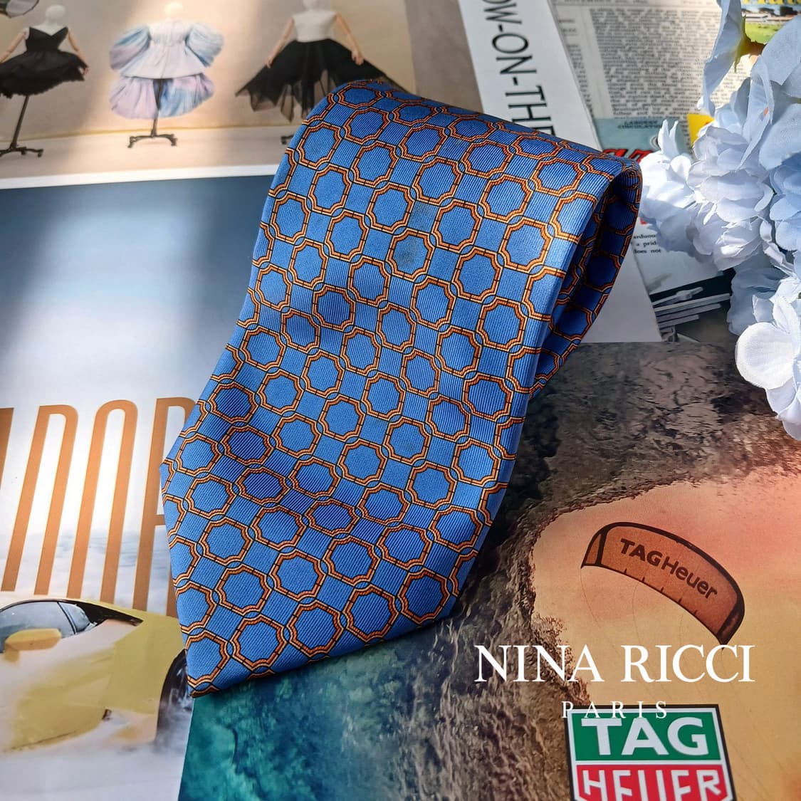 니나리치 실크 블루 패턴 넥타이 9.2cm A등급 A19835
 상품이미지2