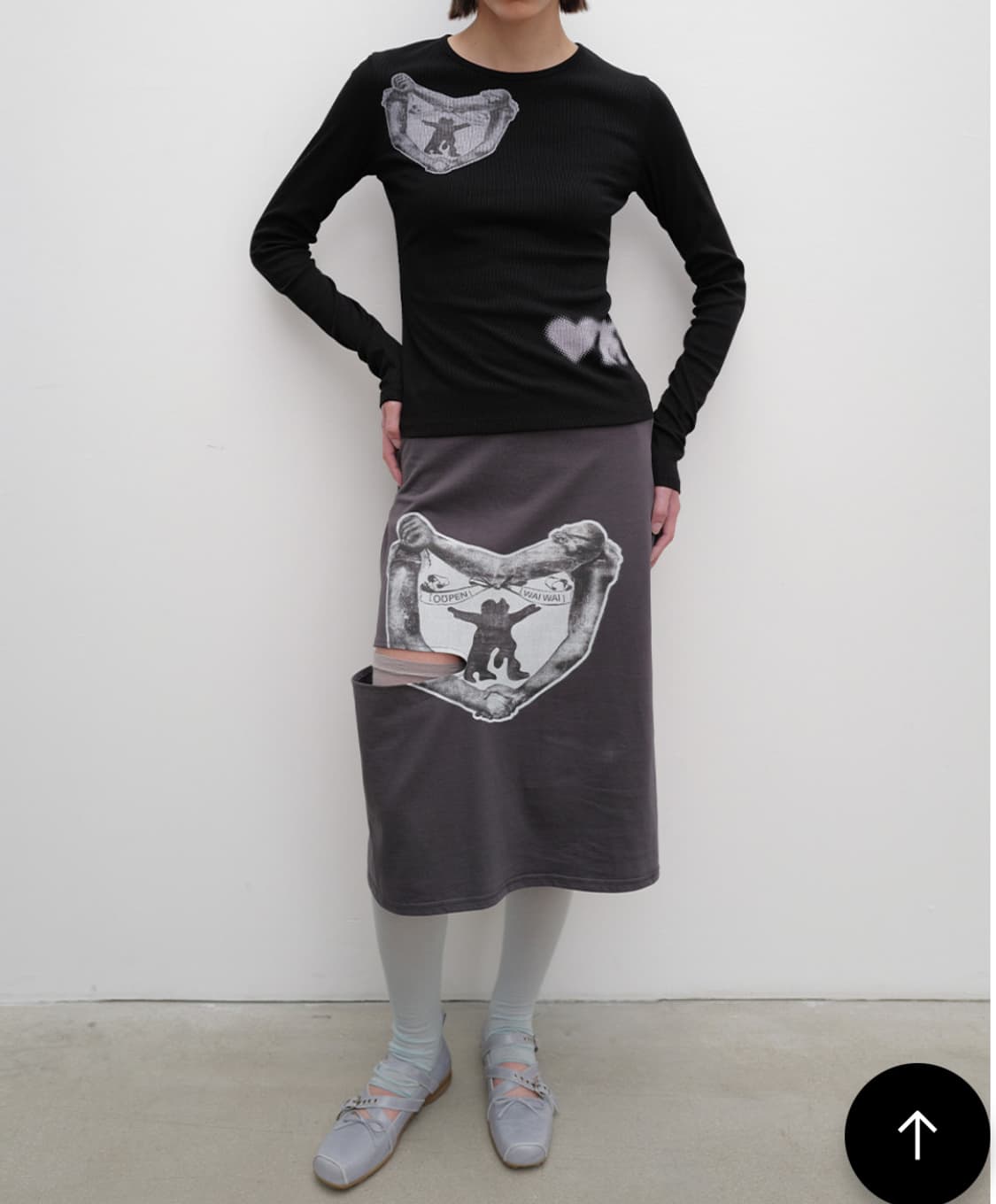오픈와이와이 YY Hug & Heart Cutout Midi Skirt  상품이미지1