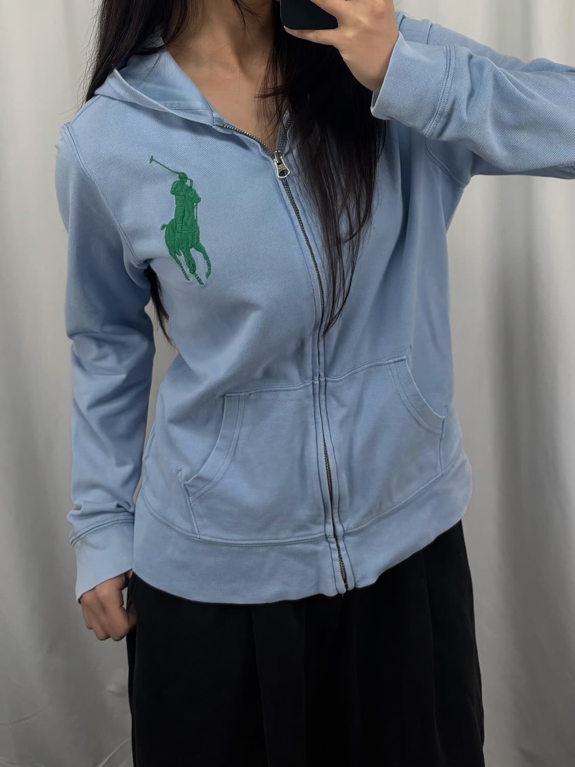 폴로 빅포니 블루 후드집업 상품이미지2