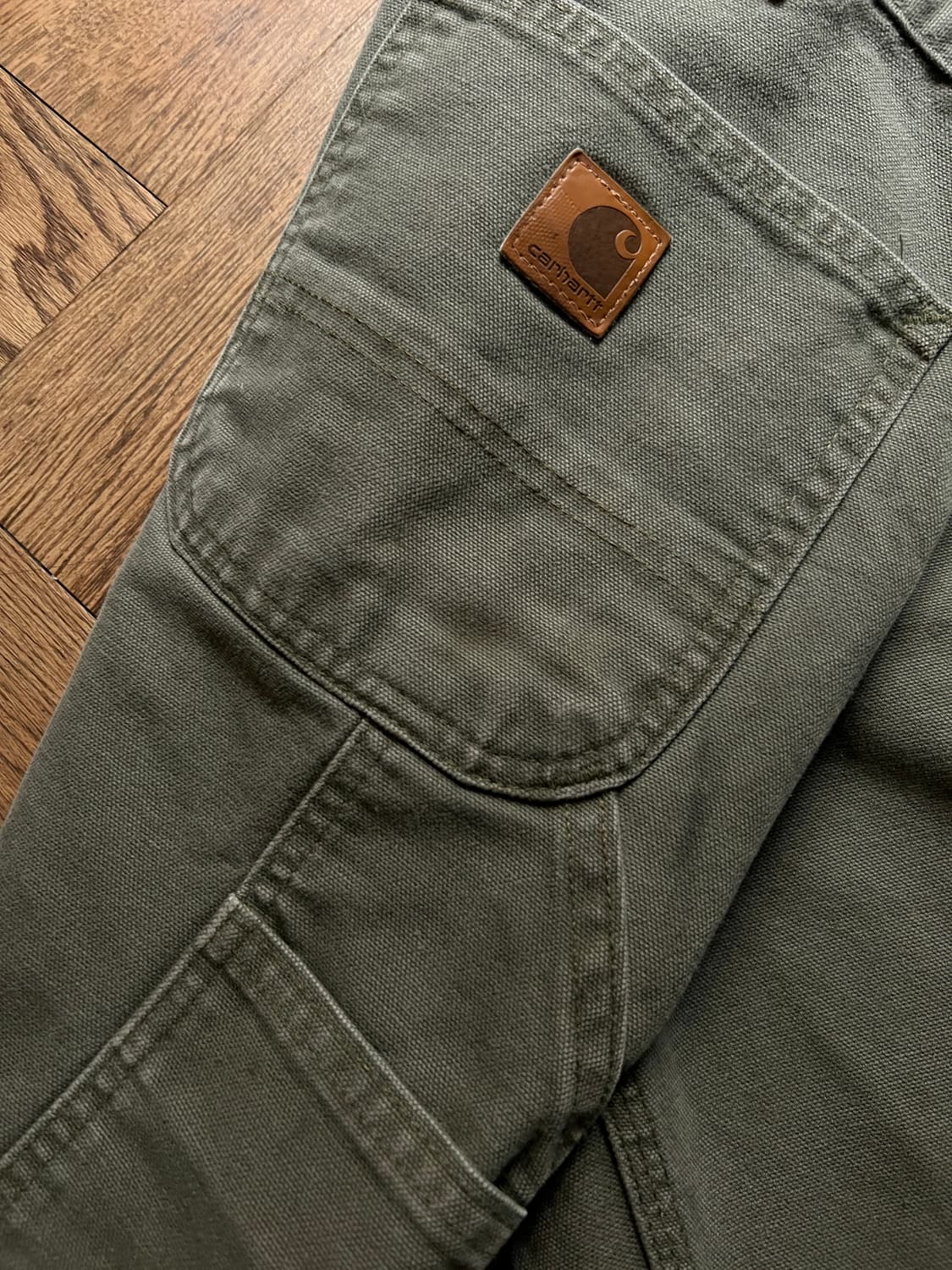[32]칼하트 USA 더티워싱 모스그린 싱글니 카펜터 워크 팬츠 상품이미지8