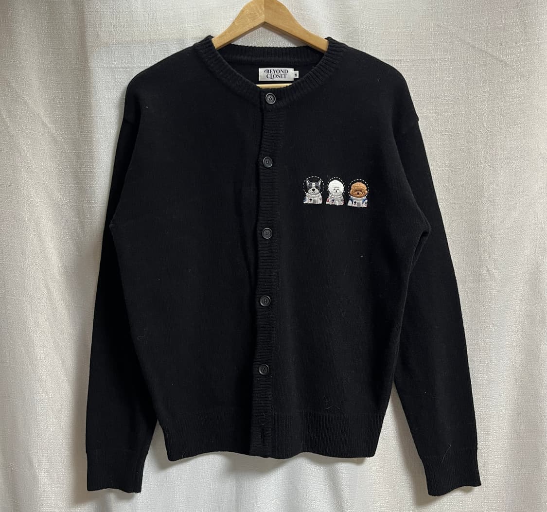 비욘드 클로젯 자수 유넥 오버핏 울 가디건 S 상품이미지1