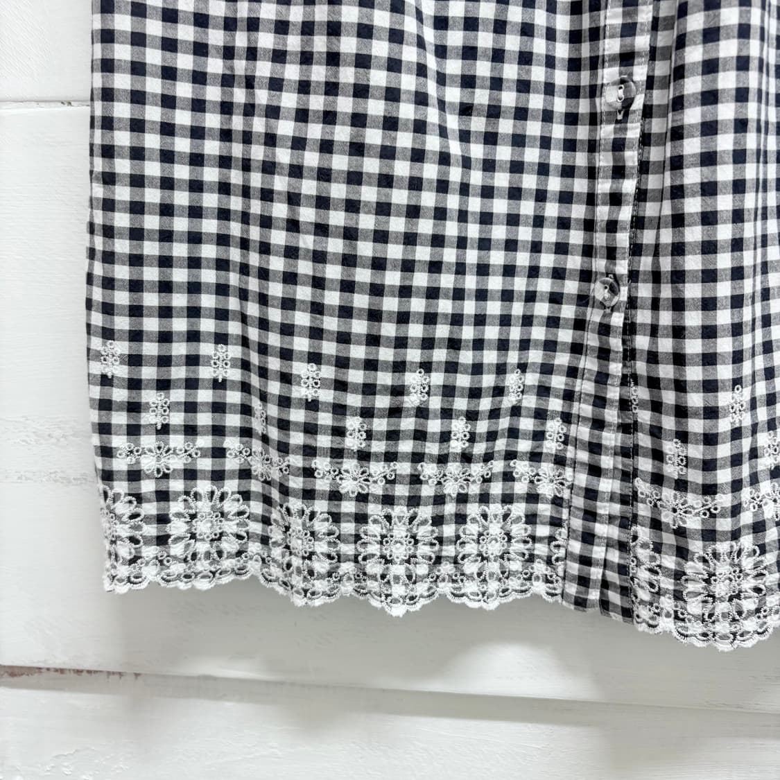 깅엄체크 자수 러블리 하구미 모리걸 블라우스 JPN 상품이미지3