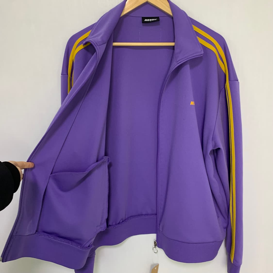 널디 NERDY 퍼플 옐로우 삼선 트랙탑 빈티지 져지 L 남녀공용 상품이미지7