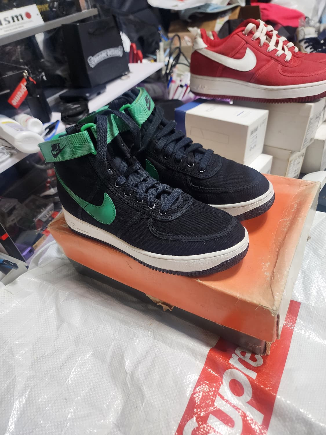 나이키 에어포스 1 cvs hi 검/초 신품 박스 상품이미지5